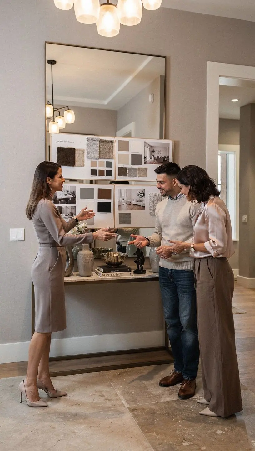 Современный жилой интерьер с элегантной мебелью и яркими акцентами.